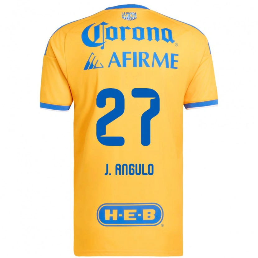 Danxen Bambino Maglia Jesús Angulo #27 Giallo Blu Kit Gara Home 2026/27 Maglietta