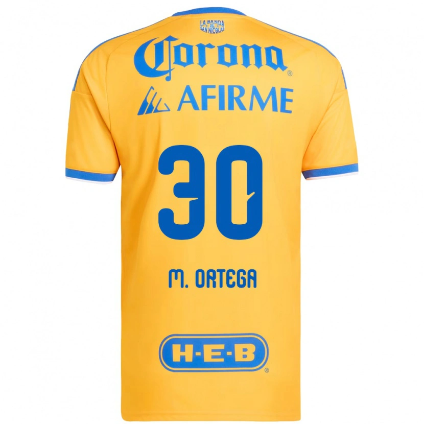 Danxen Bambino Maglia Miguel Ortega #30 Giallo Blu Kit Gara Home 2026/27 Maglietta