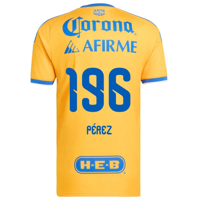 Danxen Bambino Maglia Axel Pérez #196 Giallo Blu Kit Gara Home 2026/27 Maglietta