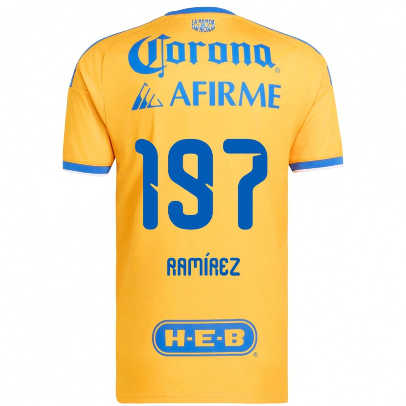 Danxen Bambino Maglia Ángel Ramírez #197 Giallo Blu Kit Gara Home 2026/27 Maglietta