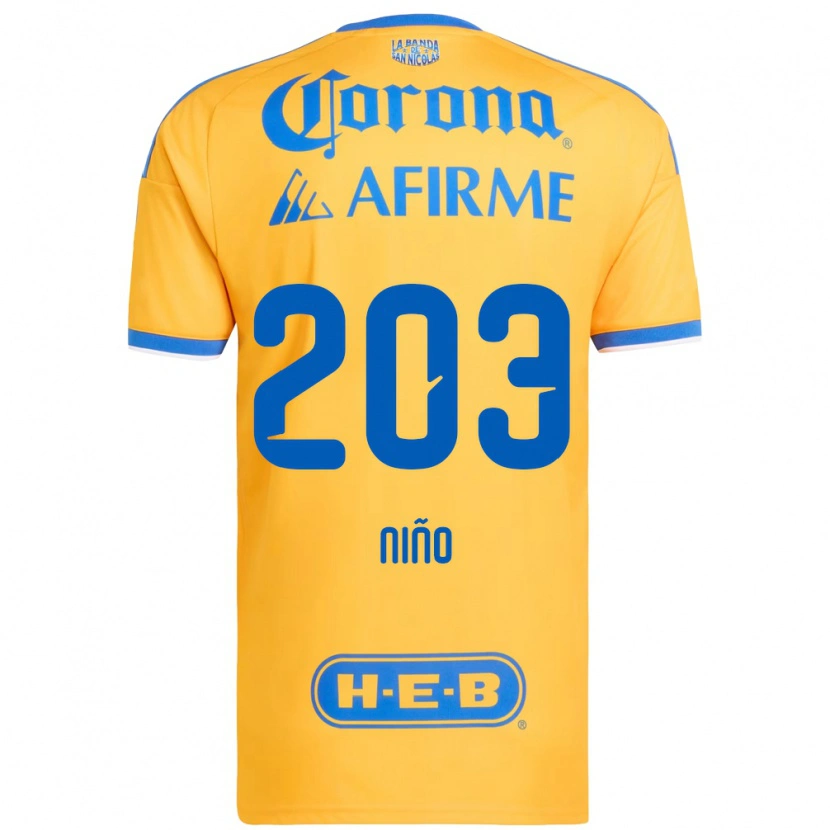 Danxen Bambino Maglia Fernando Niño #203 Giallo Blu Kit Gara Home 2026/27 Maglietta