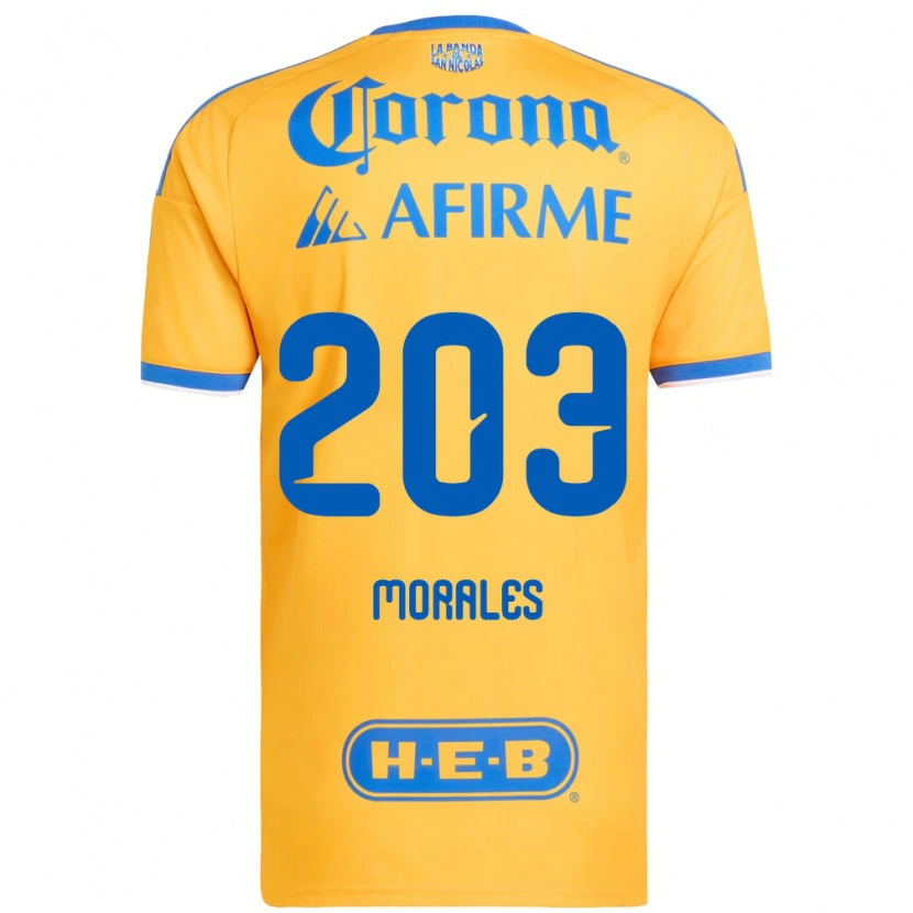 Danxen Bambino Maglia Carlos Morales #203 Giallo Blu Kit Gara Home 2026/27 Maglietta