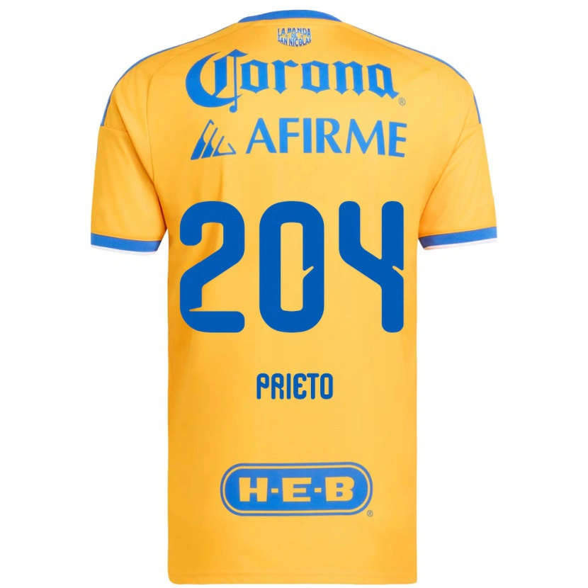 Danxen Bambino Maglia Leonel Prieto #204 Giallo Blu Kit Gara Home 2026/27 Maglietta