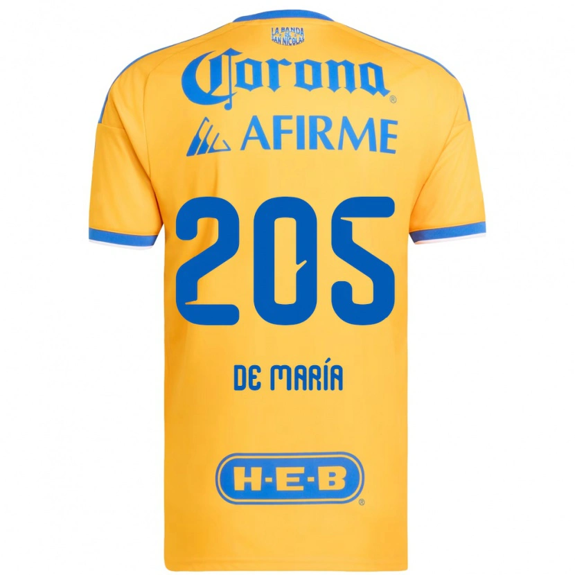 Danxen Bambino Maglia Antonio De María Y Campos #205 Giallo Blu Kit Gara Home 2026/27 Maglietta