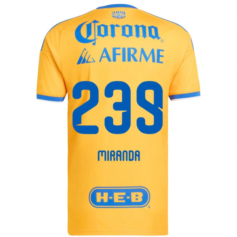 Danxen Bambino Maglia Jesús Miranda #239 Giallo Blu Kit Gara Home 2026/27 Maglietta
