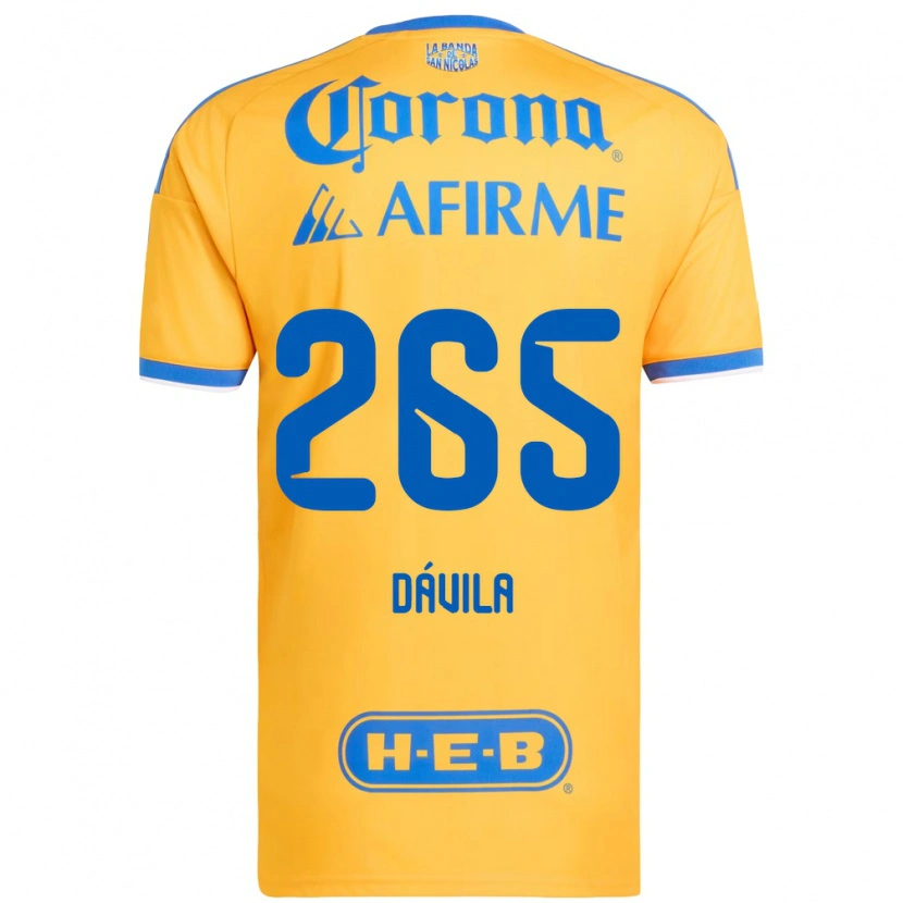 Danxen Bambino Maglia Emiliano Dávila #265 Giallo Blu Kit Gara Home 2026/27 Maglietta