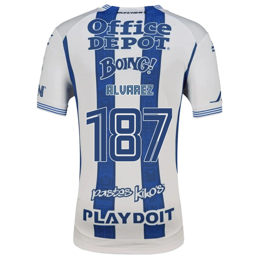 Danxen Bambino Maglia Gael Álvarez #187 Bianco Blu Navy Kit Gara Home 2026/27 Maglietta