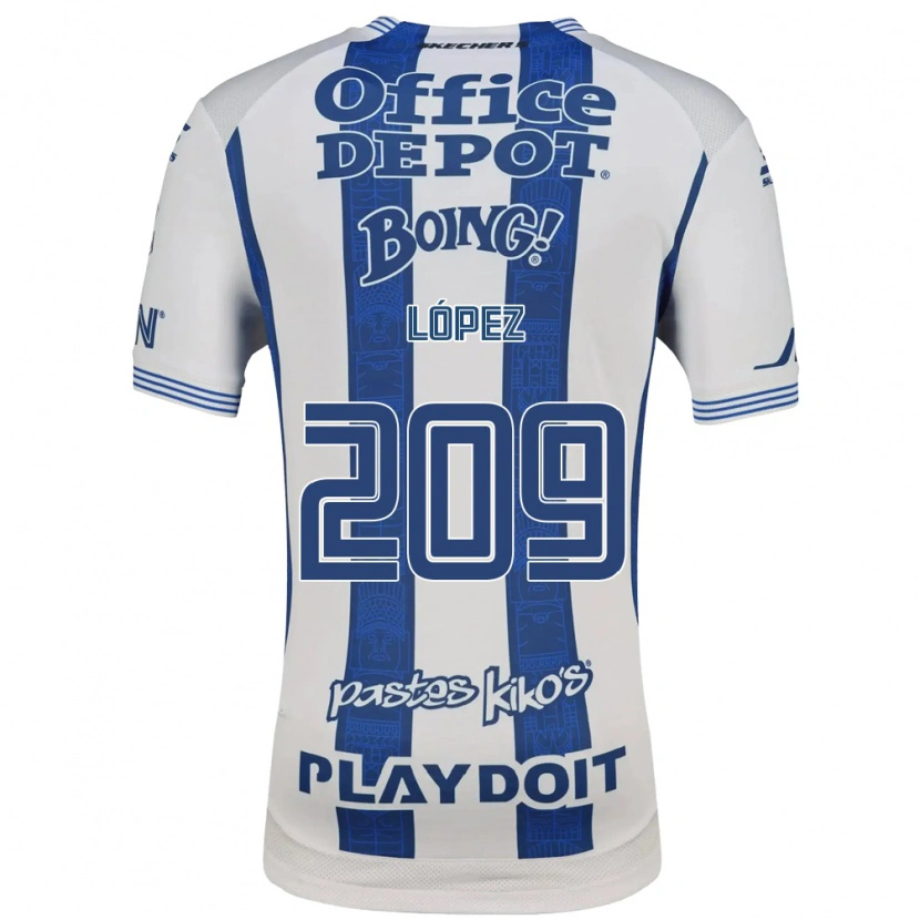Danxen Bambino Maglia Santiago López #209 Bianco Blu Navy Kit Gara Home 2026/27 Maglietta