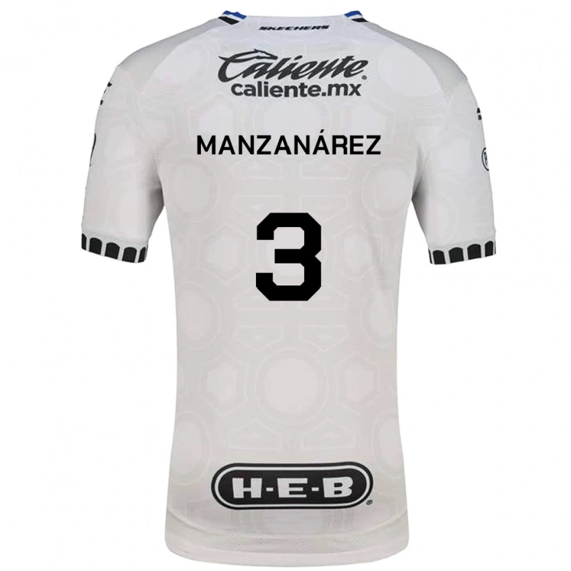Danxen Bambino Maglia Óscar Manzanárez #3 Bianco Nero Blu Kit Gara Home 2026/27 Maglietta
