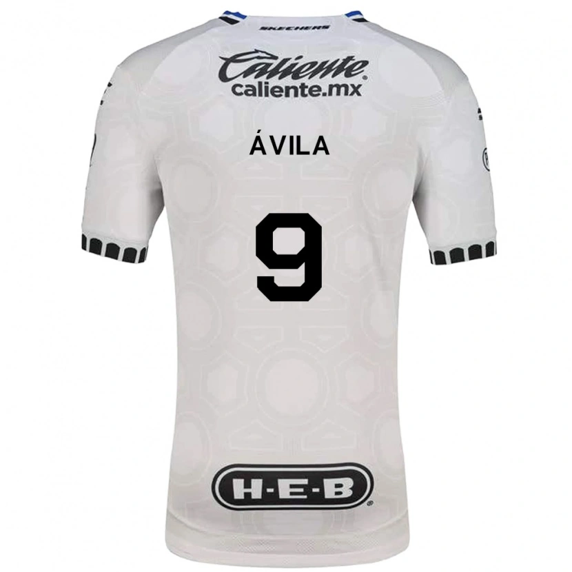 Danxen Bambino Maglia Alí Ávila #9 Bianco Nero Blu Kit Gara Home 2026/27 Maglietta