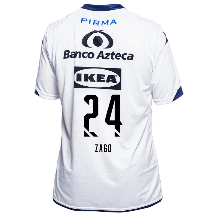 Danxen Bambino Maglia Diego Zago #24 Bianco Nero Blu Kit Gara Home 2026/27 Maglietta