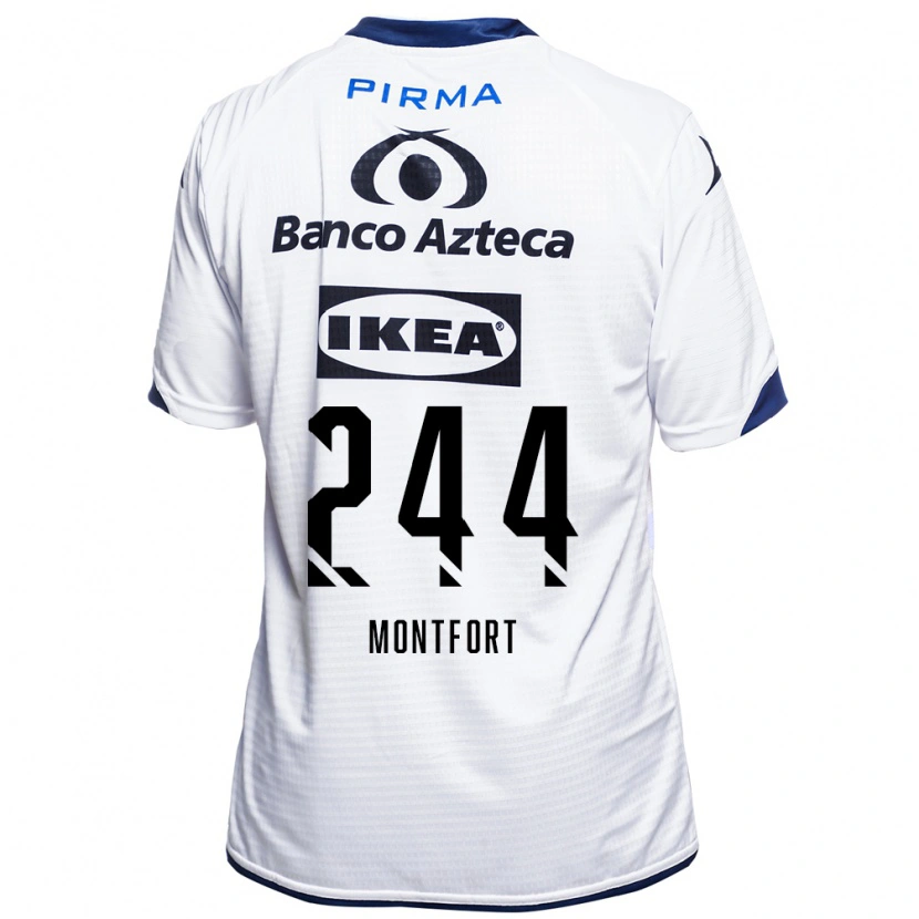 Danxen Bambino Maglia Bruno Montfort #244 Bianco Nero Blu Kit Gara Home 2026/27 Maglietta