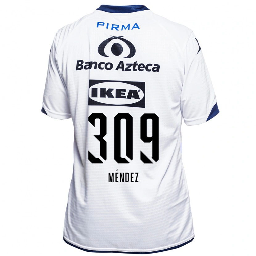 Danxen Bambino Maglia Kevin Méndez #309 Bianco Nero Blu Kit Gara Home 2026/27 Maglietta