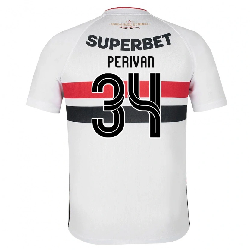 Danxen Bambino Maglia Perivan Dos Santos #34 Bianco Rosso Nero Kit Gara Home 2026/27 Maglietta