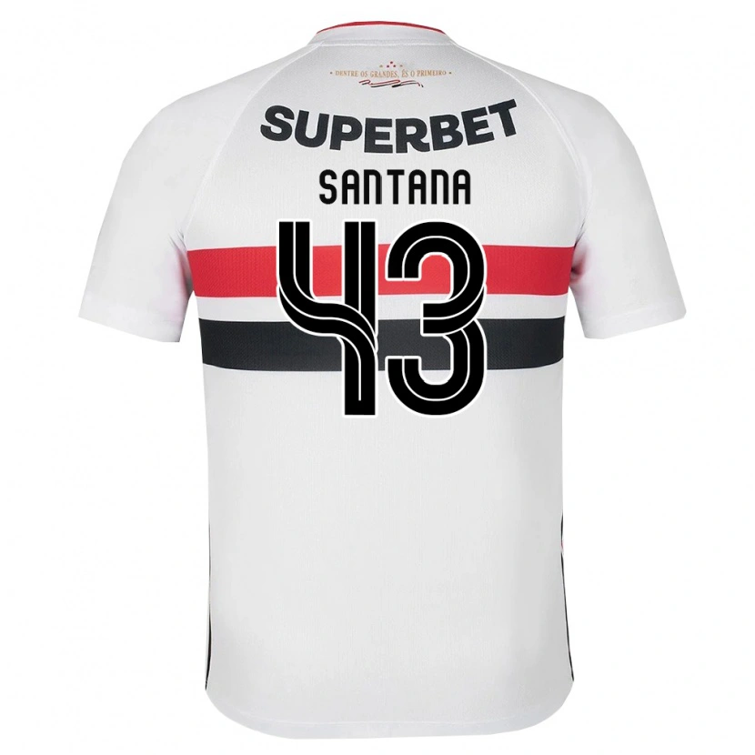 Danxen Bambino Maglia Gustavo Santana #43 Bianco Rosso Nero Kit Gara Home 2026/27 Maglietta