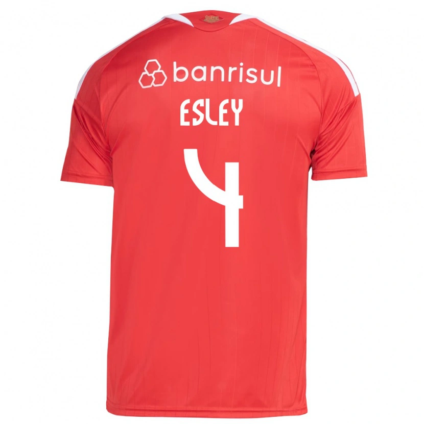 Danxen Bambino Maglia Esley Ezequiel Dos Reis #4 Rosso Bianco Kit Gara Home 2026/27 Maglietta