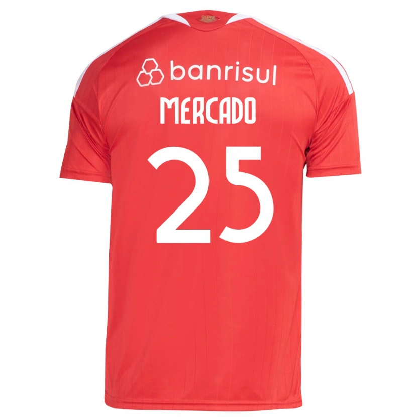 Danxen Bambino Maglia Gabriel Mercado #25 Rosso Bianco Kit Gara Home 2026/27 Maglietta