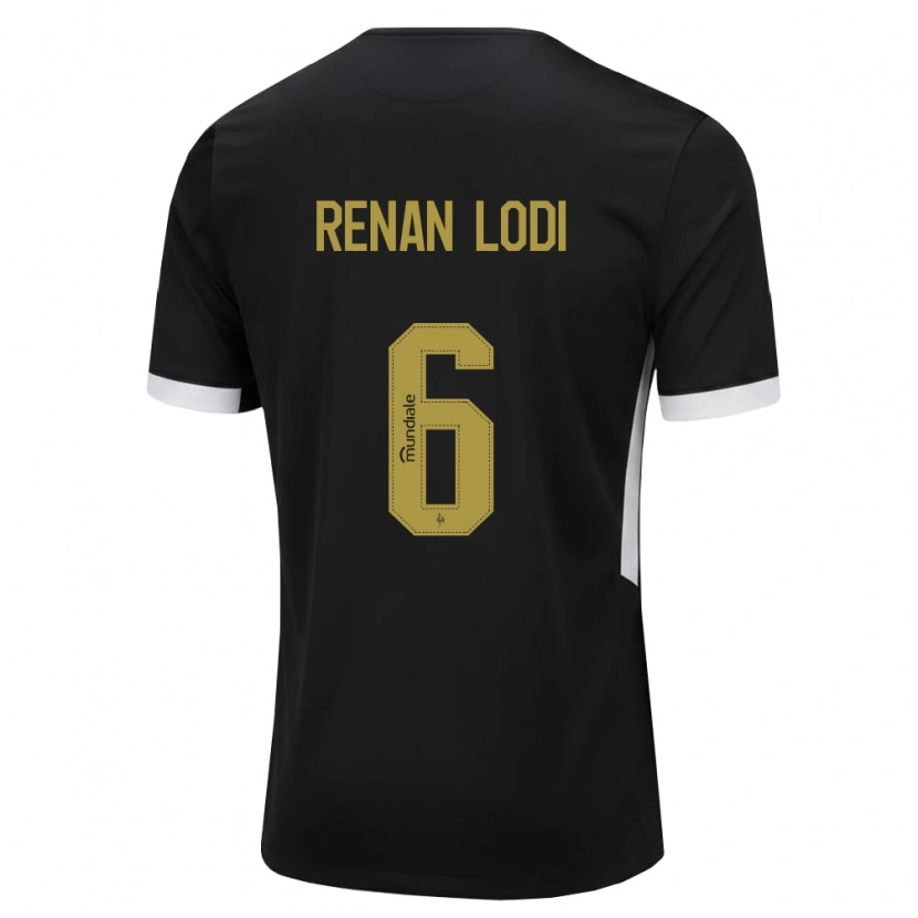 Danxen Bambino Maglia Renan Lodi #6 Nero Bianco Giallo Kit Gara Home 2026/27 Maglietta