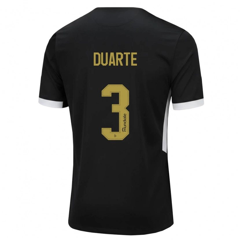 Danxen Bambino Maglia Léo Duarte #3 Nero Bianco Giallo Kit Gara Home 2026/27 Maglietta