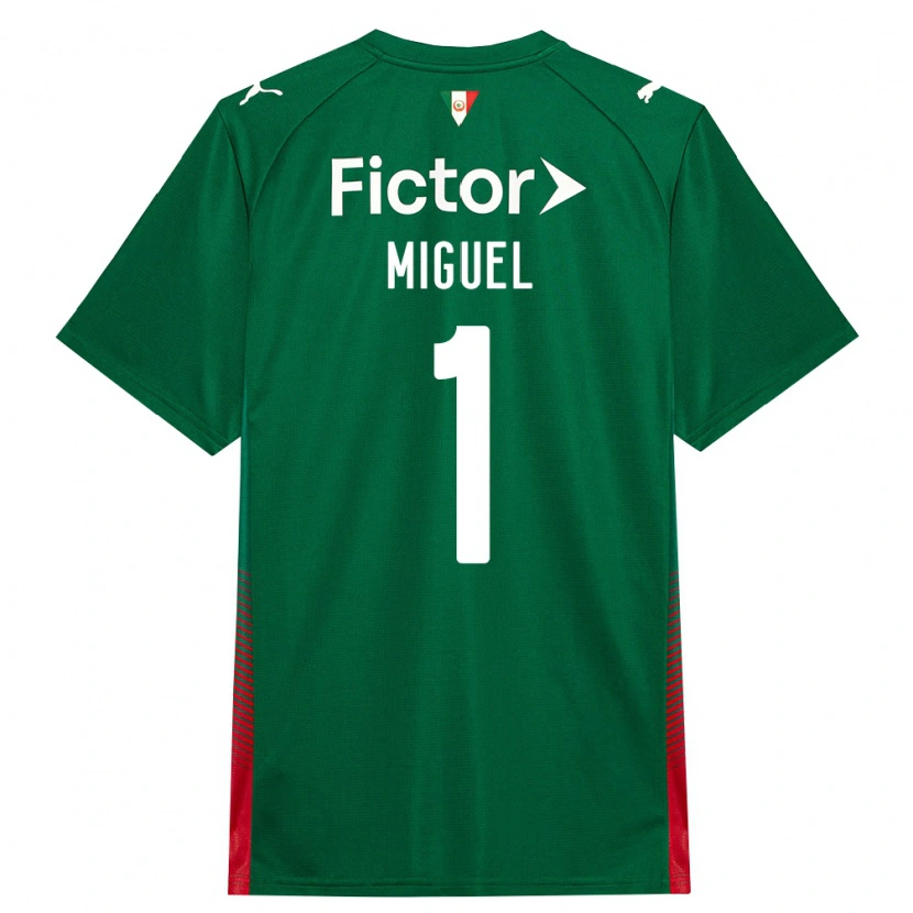 Danxen Bambino Maglia Carlos Miguel #1 Verde Rosso Bianco Kit Gara Home 2026/27 Maglietta