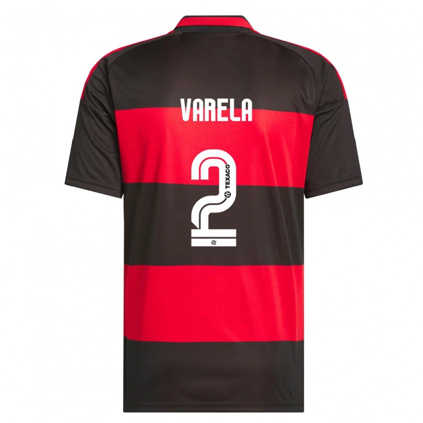 Danxen Bambino Maglia Guillermo Varela #2 Rosso Nero Bianco Kit Gara Home 2026/27 Maglietta
