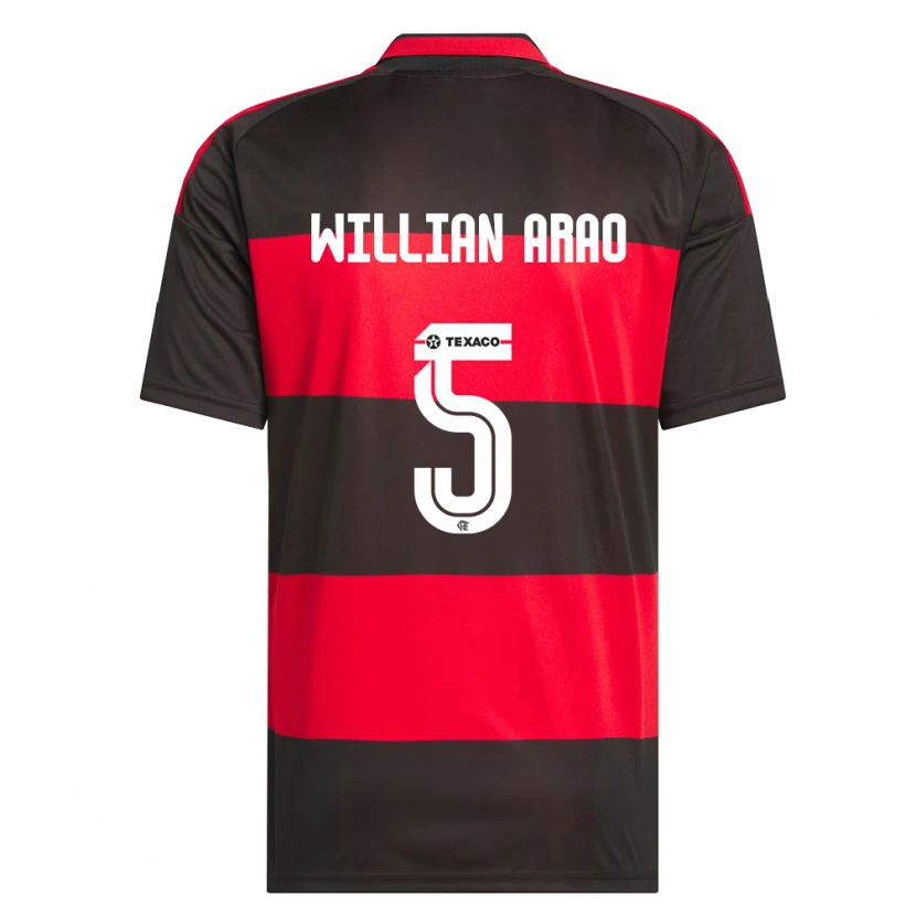 Danxen Bambino Maglia Willian Arao #5 Rosso Nero Bianco Kit Gara Home 2026/27 Maglietta