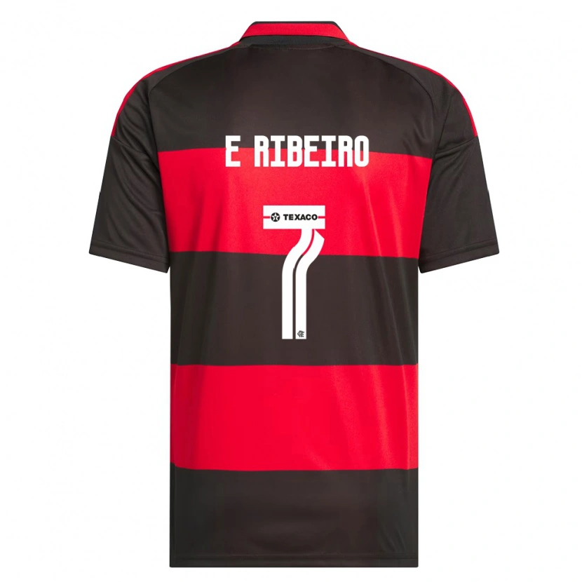 Danxen Bambino Maglia Everton Ribeiro #7 Rosso Nero Bianco Kit Gara Home 2026/27 Maglietta