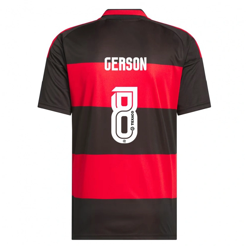 Danxen Bambino Maglia Gerson #8 Rosso Nero Bianco Kit Gara Home 2026/27 Maglietta