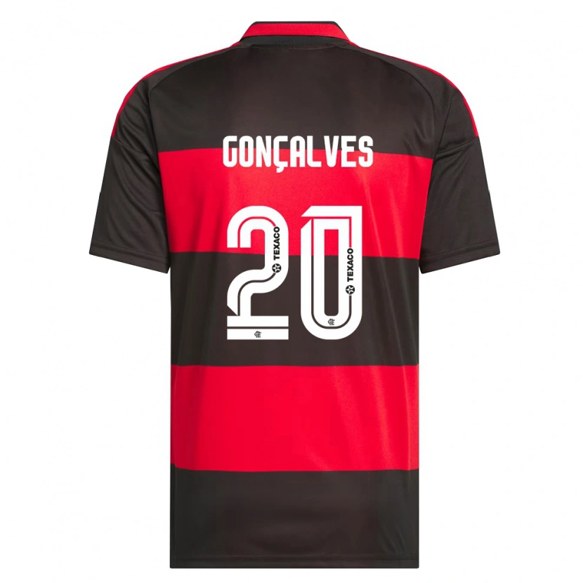 Danxen Bambino Maglia Matheus Gonçalves #20 Rosso Nero Bianco Kit Gara Home 2026/27 Maglietta