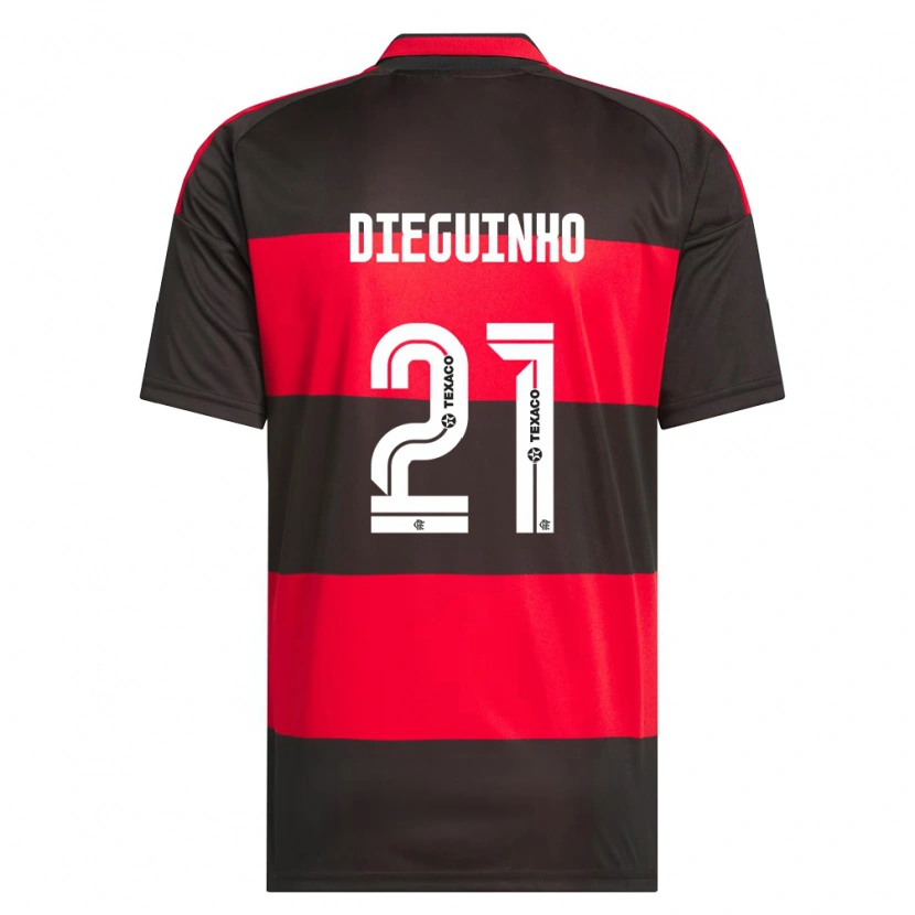 Danxen Bambino Maglia Diego Guimarães Das Neves #21 Rosso Nero Bianco Kit Gara Home 2026/27 Maglietta