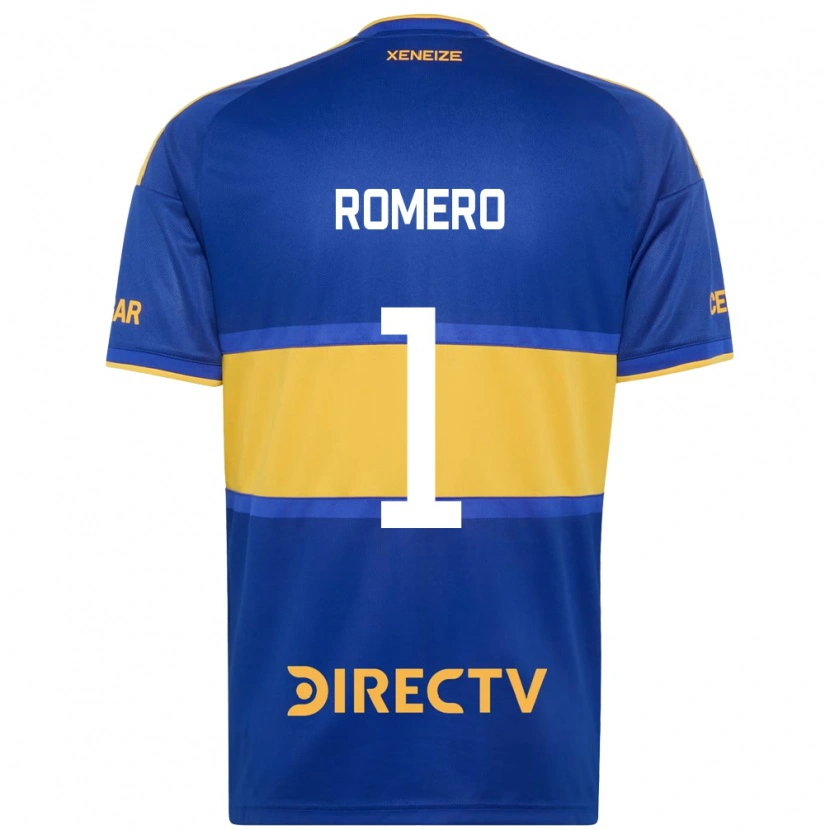 Danxen Bambino Maglia Sergio Romero #1 Blu Reale Giallo Kit Gara Home 2026/27 Maglietta