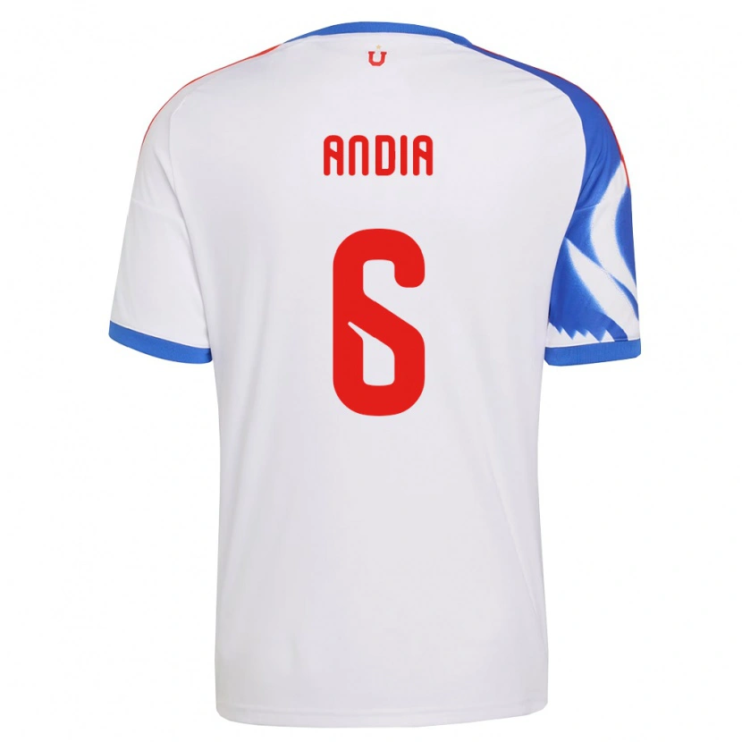 Danxen Bambino Maglia Yonathan Andía #6 Bianco Blu Navy Kit Gara Away 2026/27 Maglietta