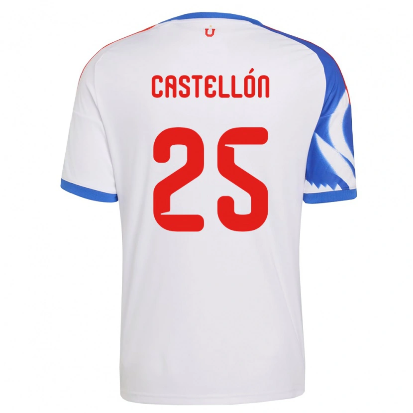 Danxen Bambino Maglia Gabriel Castellón #25 Bianco Blu Navy Kit Gara Away 2026/27 Maglietta