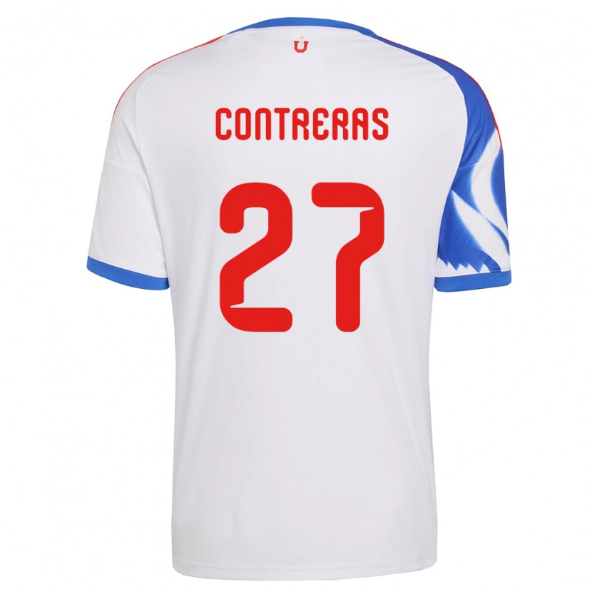 Danxen Bambino Maglia Rodrigo Contreras #27 Bianco Blu Navy Kit Gara Away 2026/27 Maglietta