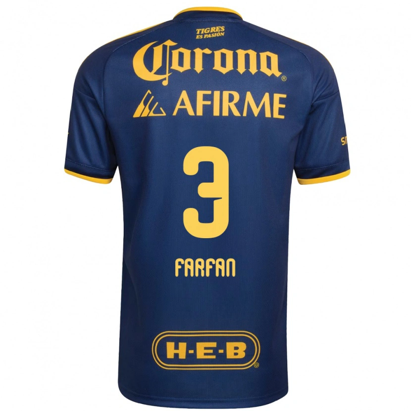 Danxen Bambino Maglia Marco Farfán #3 Blu Reale Giallo Kit Gara Away 2026/27 Maglietta