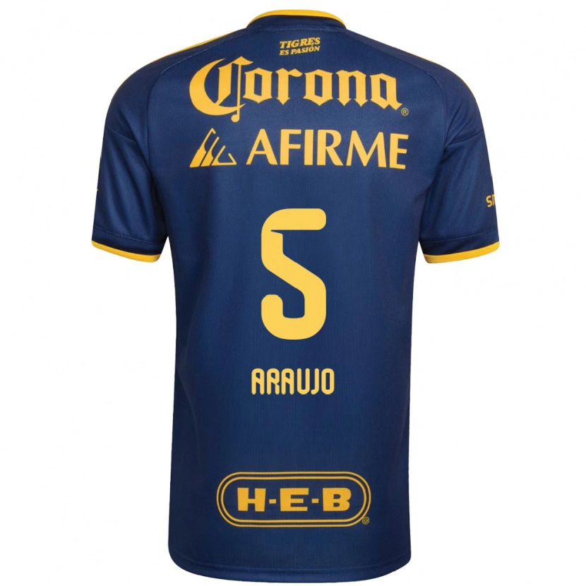 Danxen Bambino Maglia César Araújo #5 Blu Reale Giallo Kit Gara Away 2026/27 Maglietta