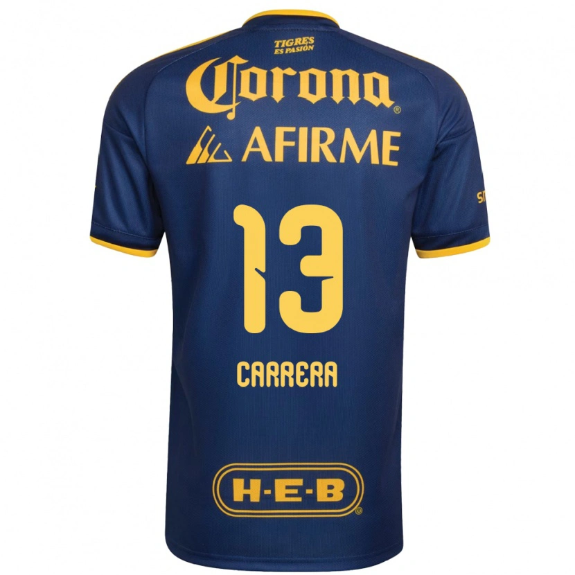 Danxen Bambino Maglia Antonio Carrera #13 Blu Reale Giallo Kit Gara Away 2026/27 Maglietta