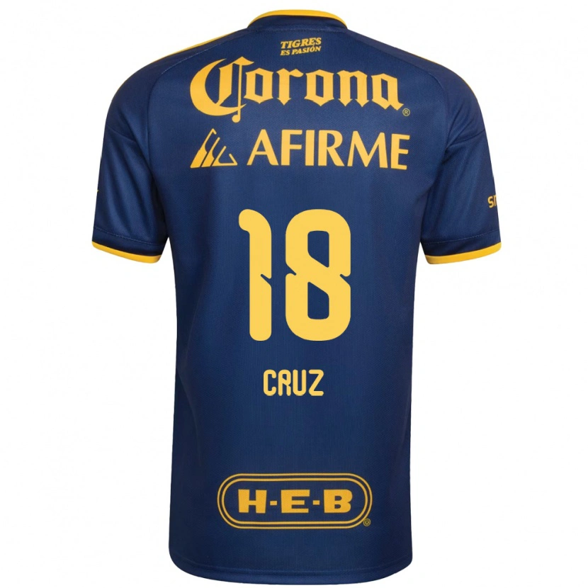 Danxen Bambino Maglia Belen Cruz #18 Blu Reale Giallo Kit Gara Away 2026/27 Maglietta
