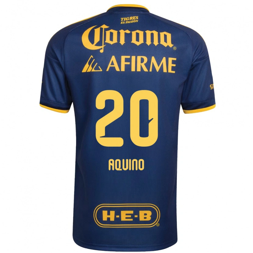 Danxen Bambino Maglia Javier Aquino #20 Blu Reale Giallo Kit Gara Away 2026/27 Maglietta