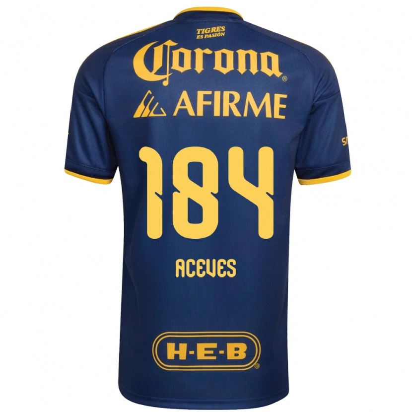 Danxen Bambino Maglia Israel Aceves #184 Blu Reale Giallo Kit Gara Away 2026/27 Maglietta