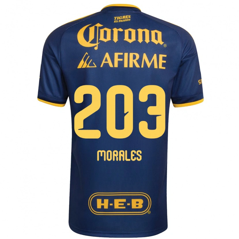 Danxen Bambino Maglia Carlos Morales #203 Blu Reale Giallo Kit Gara Away 2026/27 Maglietta