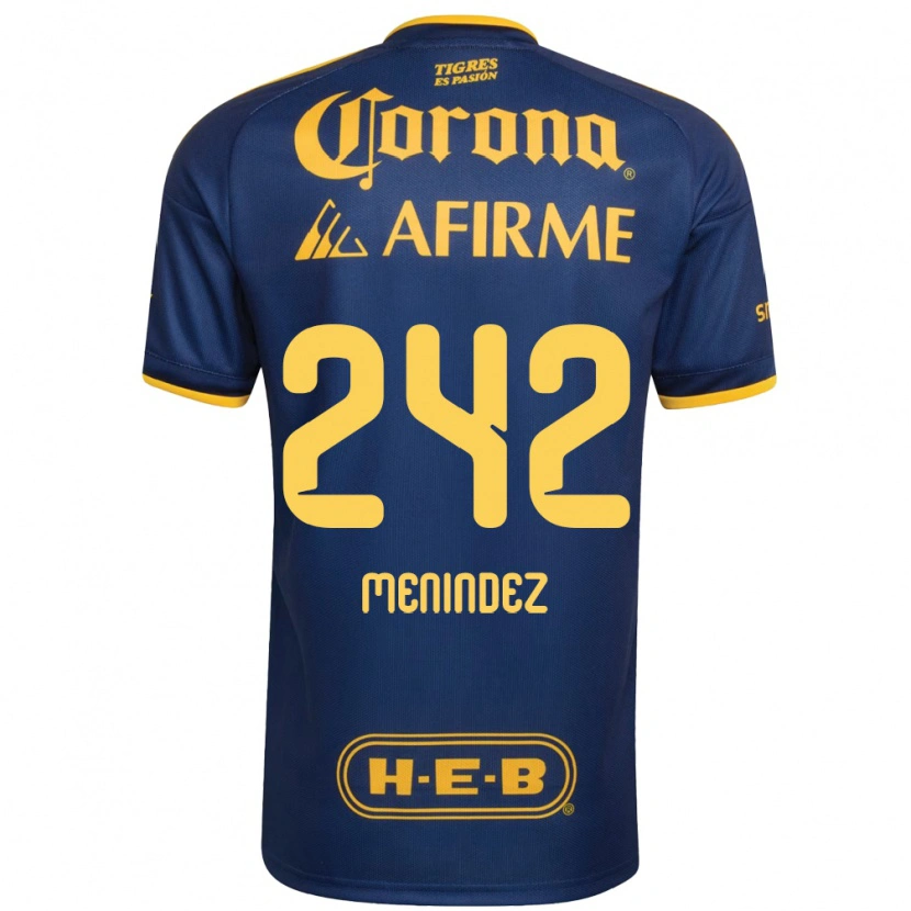 Danxen Bambino Maglia Jonathan Menindez #242 Blu Reale Giallo Kit Gara Away 2026/27 Maglietta