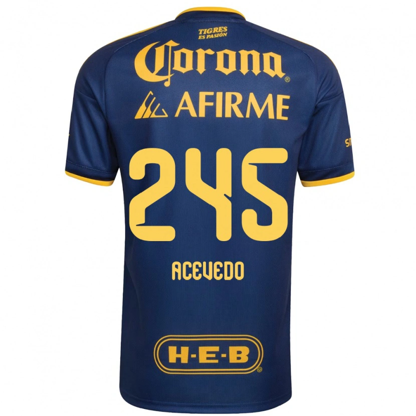 Danxen Bambino Maglia Kevin Acevedo #245 Blu Reale Giallo Kit Gara Away 2026/27 Maglietta
