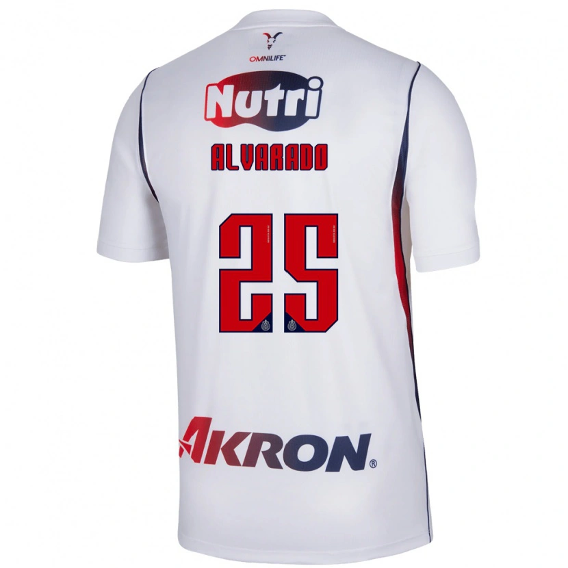 Danxen Bambino Maglia Roberto Alvarado #25 Bianco Rosso Blu Navy Kit Gara Away 2026/27 Maglietta