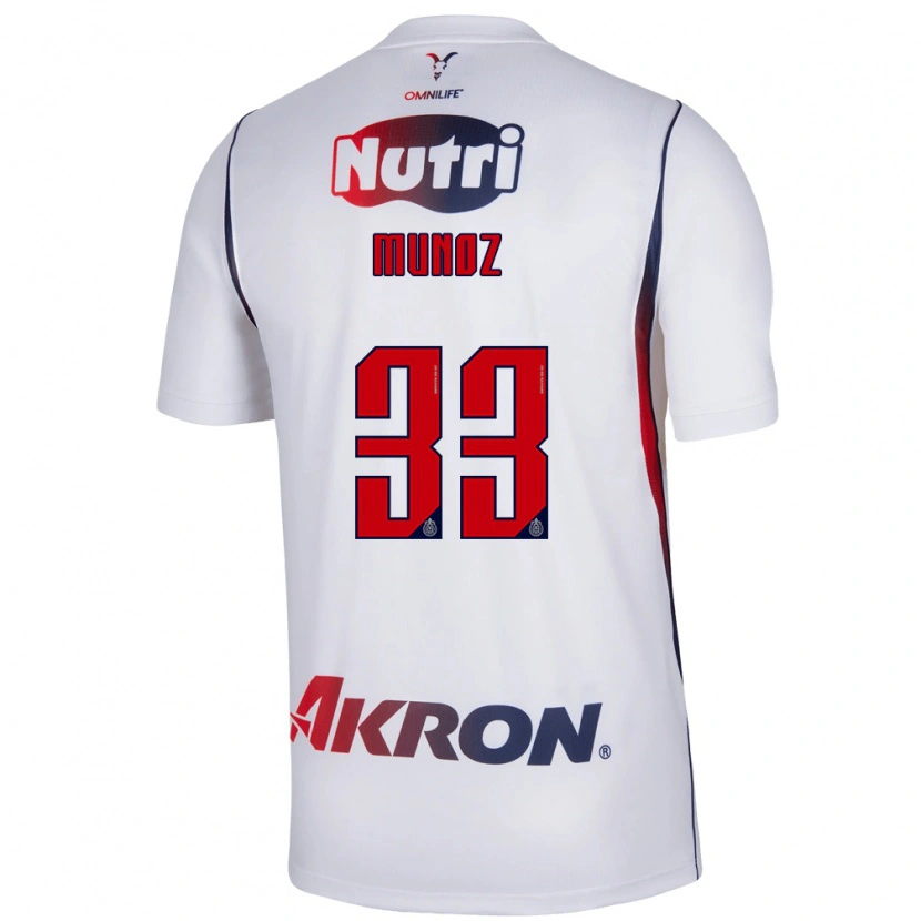 Danxen Bambino Maglia Zahid Muñoz #33 Bianco Rosso Blu Navy Kit Gara Away 2026/27 Maglietta