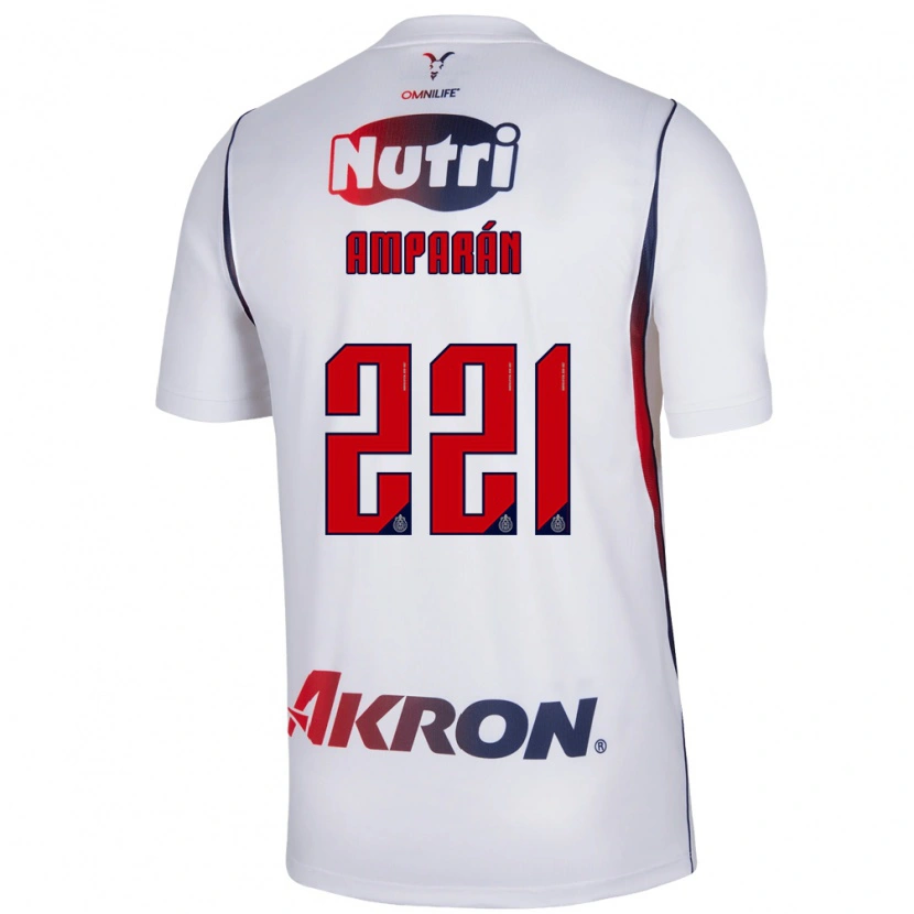 Danxen Bambino Maglia Christian Amparán #221 Bianco Rosso Blu Navy Kit Gara Away 2026/27 Maglietta