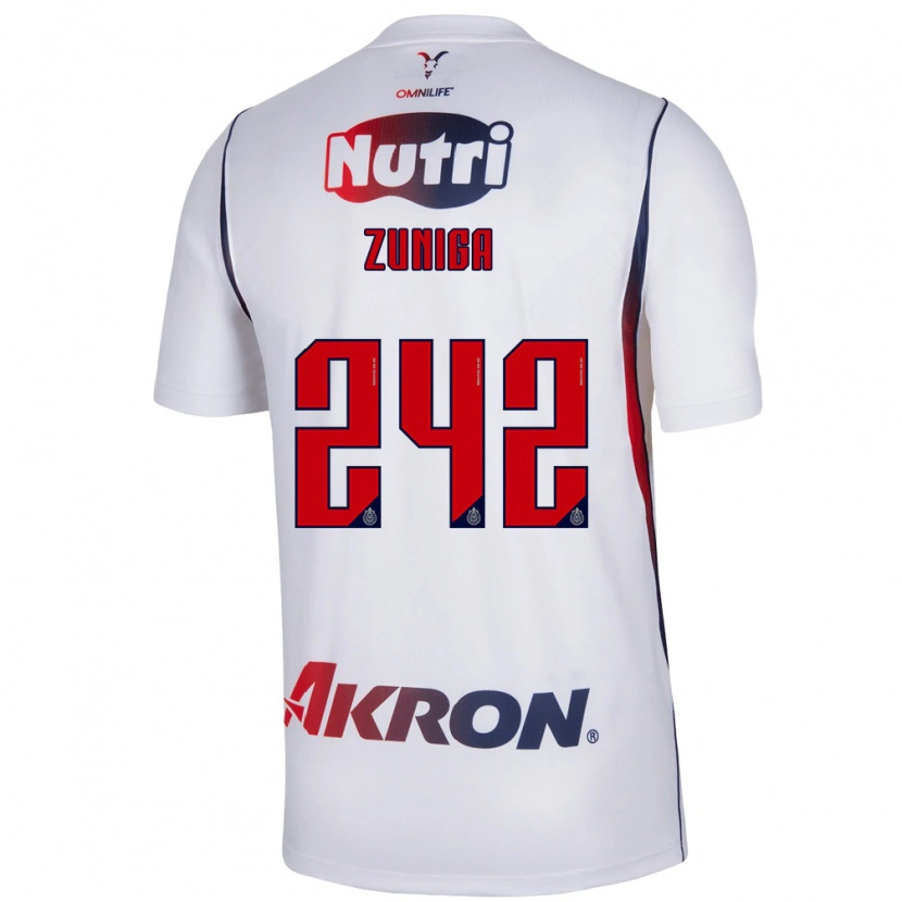 Danxen Bambino Maglia Landon Zuniga #242 Bianco Rosso Blu Navy Kit Gara Away 2026/27 Maglietta