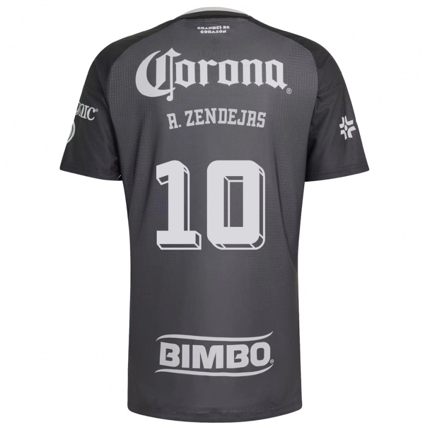 Danxen Bambino Maglia Álex Zendejas #10 Grigio Bianco Nero Kit Gara Away 2026/27 Maglietta