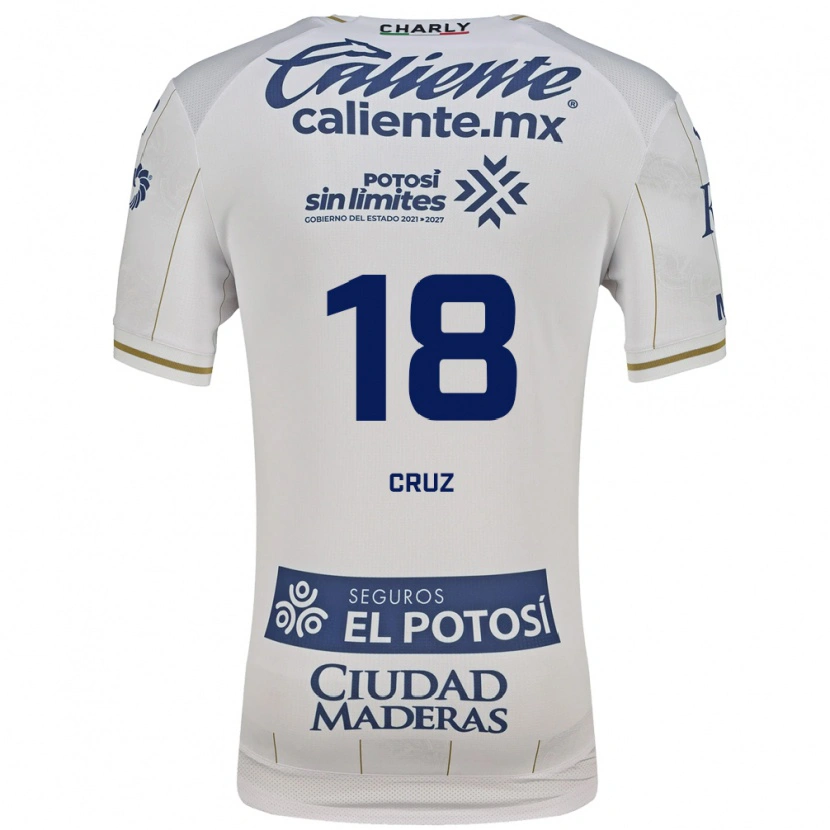 Danxen Bambino Maglia Aldo Cruz #18 Bianco Blu Kit Gara Away 2026/27 Maglietta