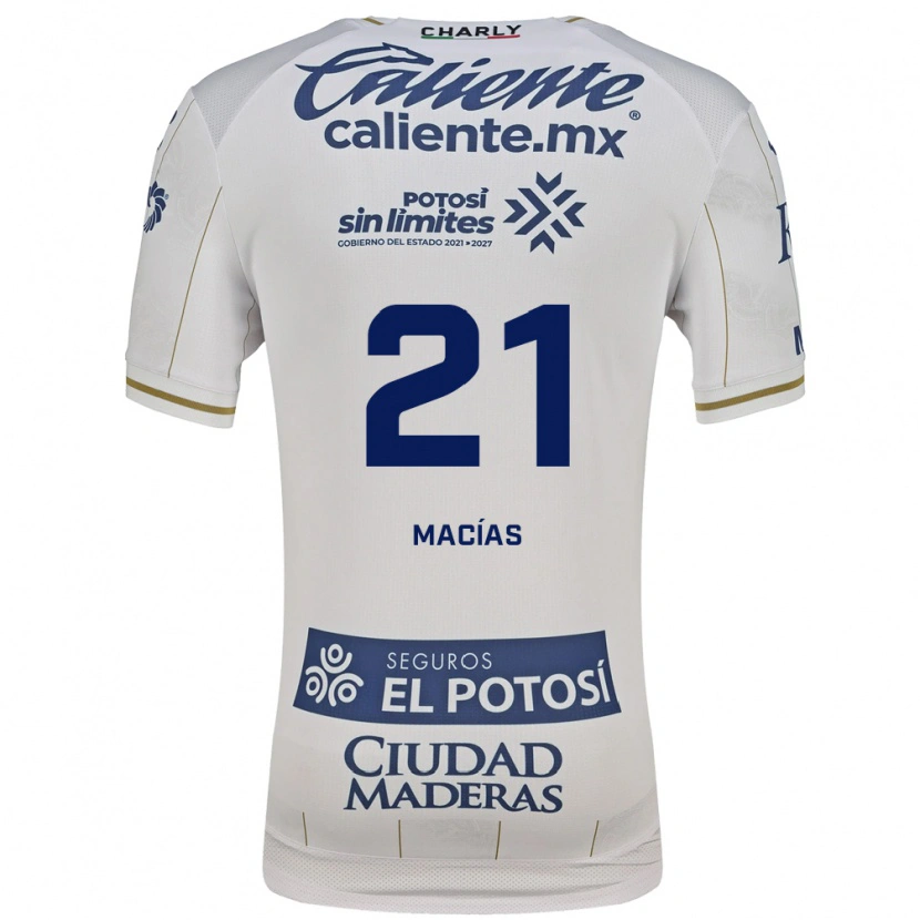 Danxen Bambino Maglia Óscar Macías #21 Bianco Blu Kit Gara Away 2026/27 Maglietta